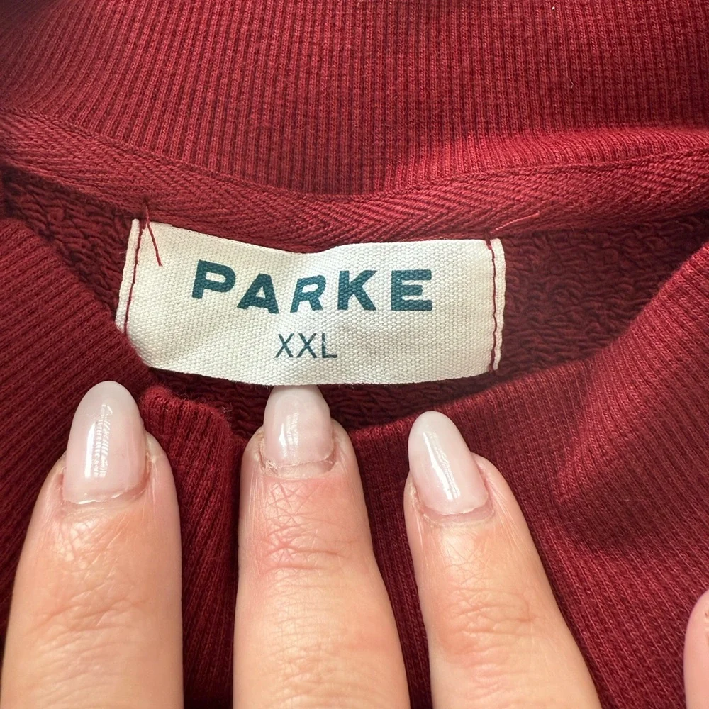 Parke Maroon Varsity Mockneck Sweatshirt - Picture 6 of 7